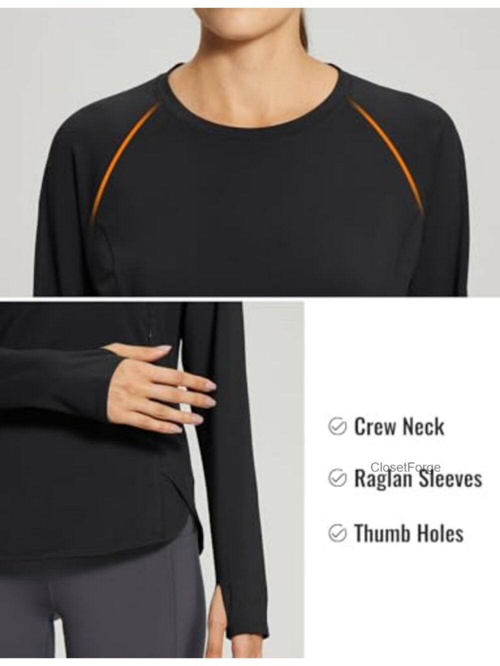 Thermal Fleece Lined Long Sleeve Top with Thumbholes and Zipper Pocket - Picture 3 of 6
